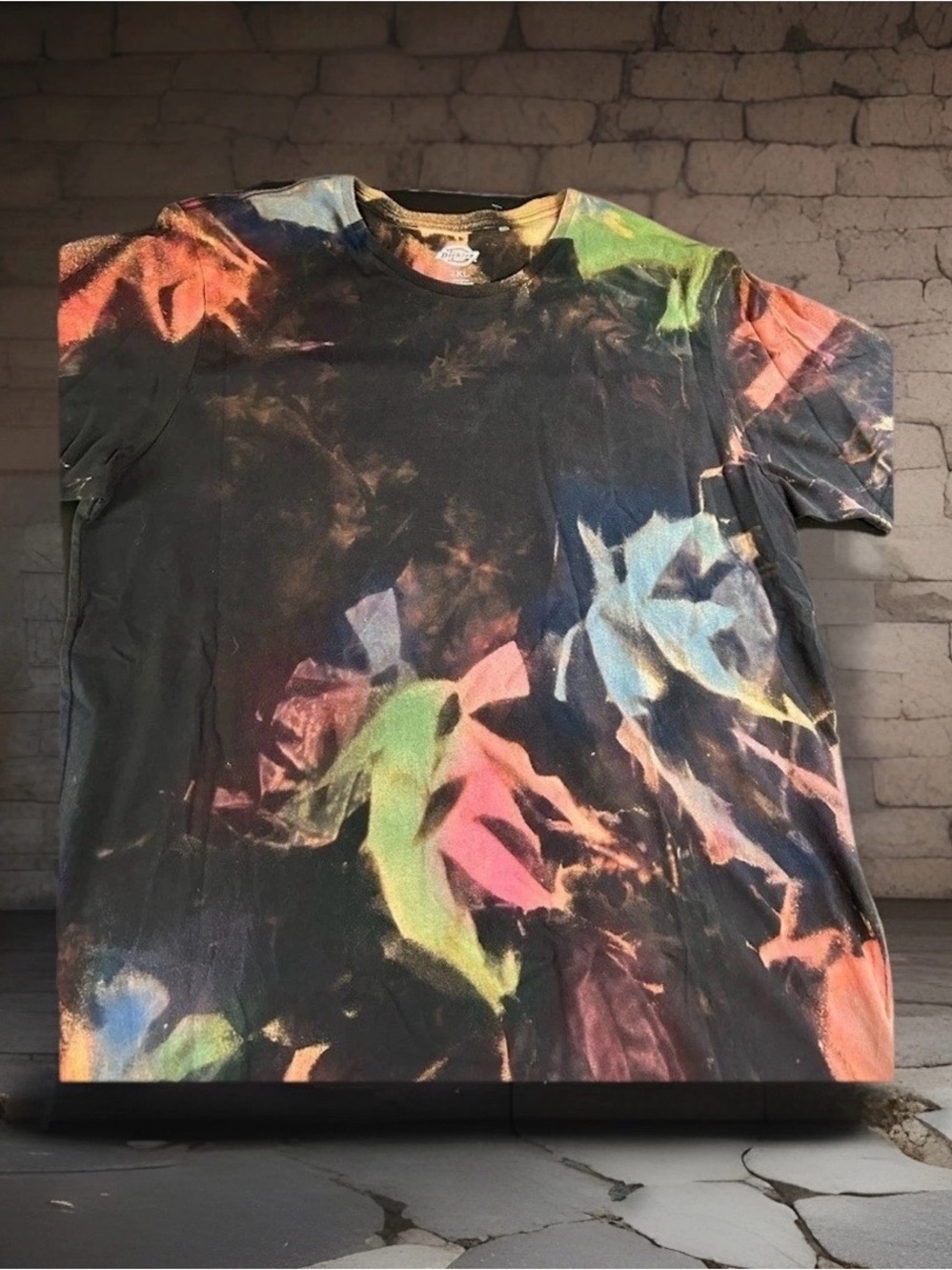 Men's 2X Hand Dyed  T Shirt Abstract Upcycled Colorful Grunge Graffiti Artsy